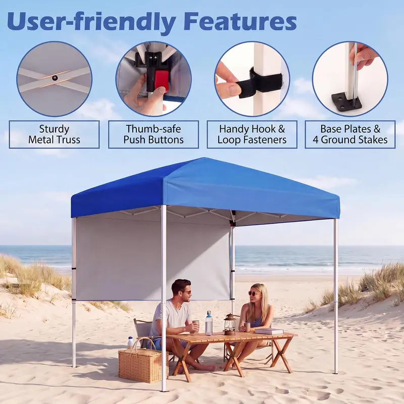6 x 4-Foot Pop-Up Canopy – UPF 50+ Sun-Shade Tent with Quick-Setup Design & Half Sidewall