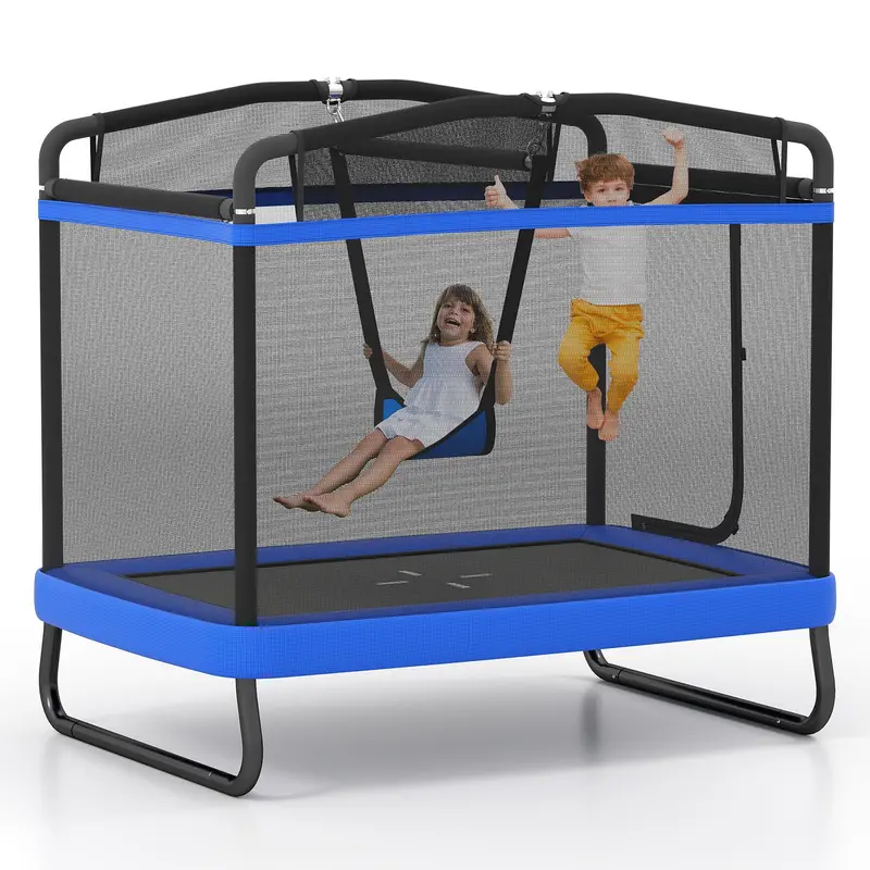 6 x 4 Foot Rectangular Kids’ Trampoline – Compact Bounce Zone with Integrated Swing