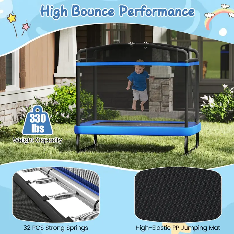 6 x 4 Foot Rectangular Kids’ Trampoline – Compact Bounce Zone with Integrated Swing