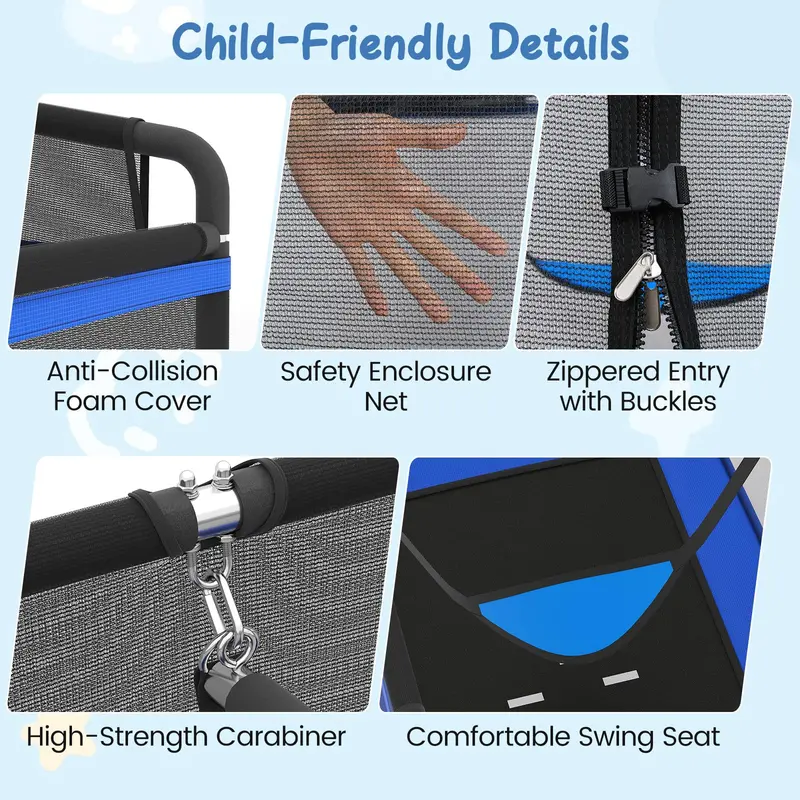 6 x 4 Foot Rectangular Kids’ Trampoline – Compact Bounce Zone with Integrated Swing