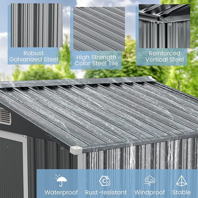 6' x 4' Galvanized Metal Outdoor Storage Shed – Rust-Resistant Tool House with Reinforced Frame 2