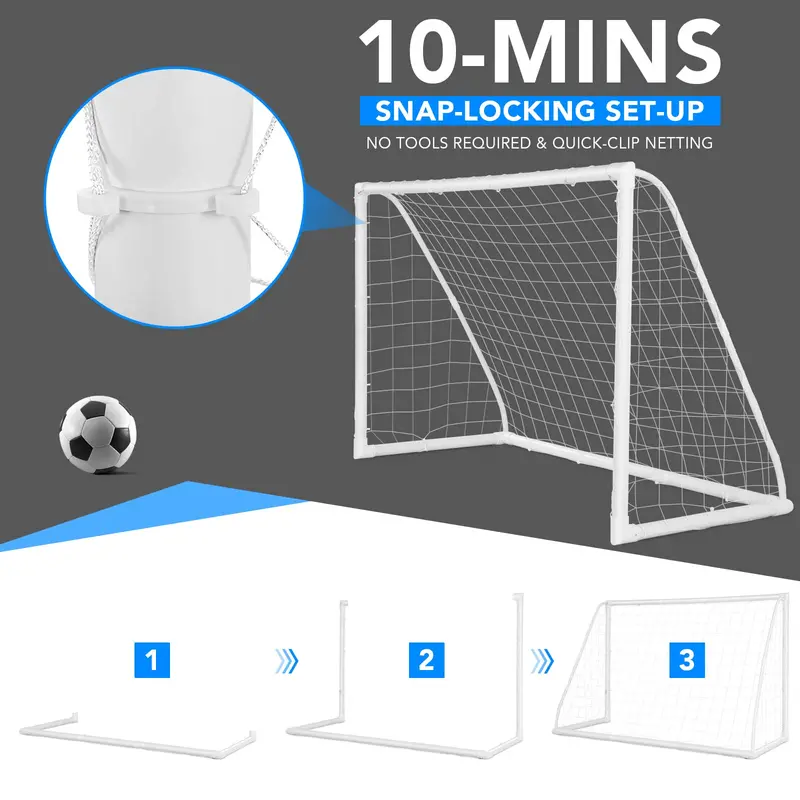 6' x 4' Portable Soccer Goal – Durable PVC-Framed Practice Net for Backyard or Field