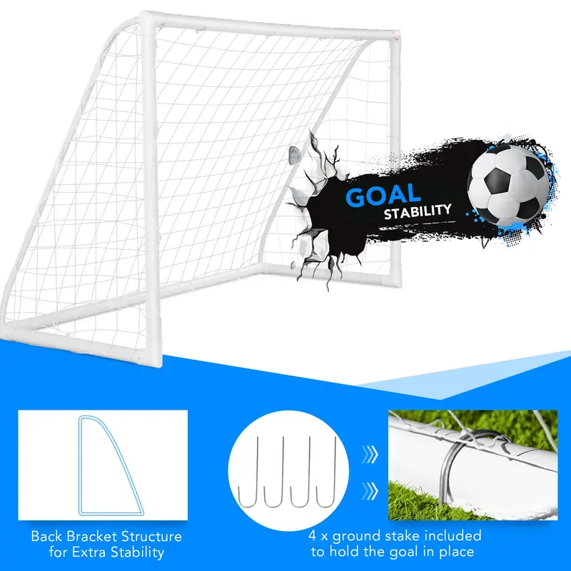 6' x 4' Portable Soccer Goal – Durable PVC-Framed Practice Net for Backyard or Field