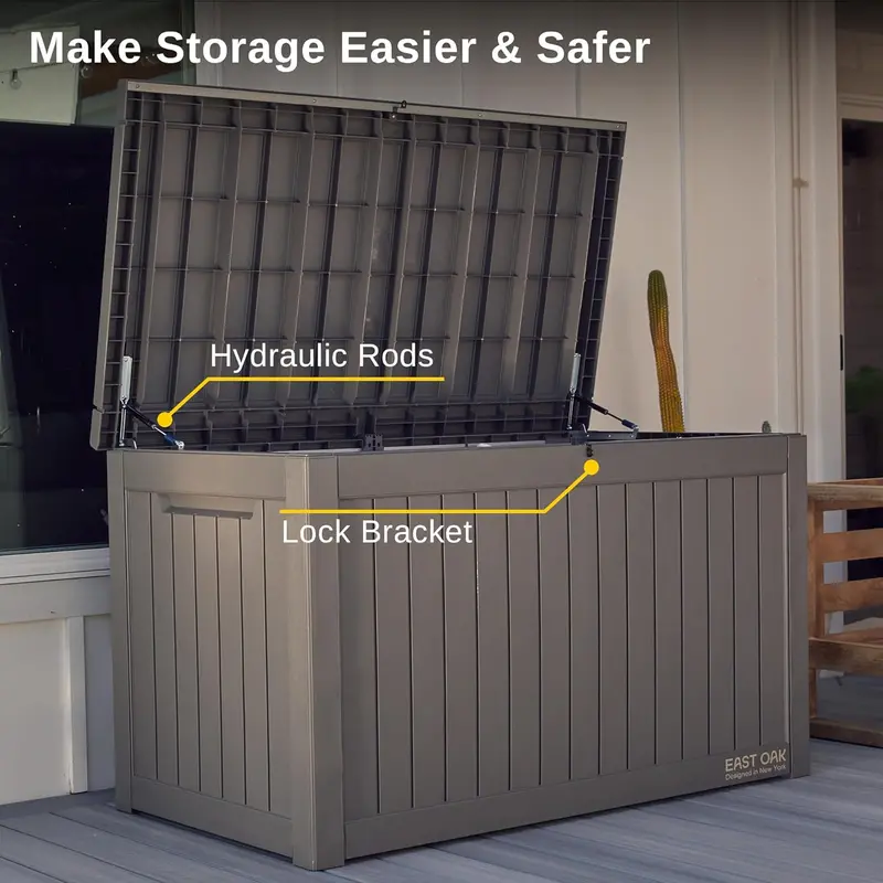 60-Gallon Waterproof Resin Deck Box for Indoor and Outdoor Storage