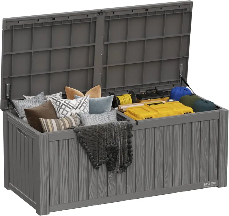60-Gallon Waterproof Resin Deck Box for Indoor and Outdoor Storage