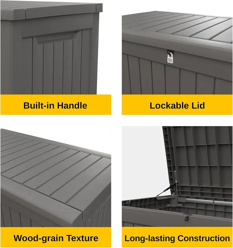 60-Gallon Waterproof Resin Deck Box for Indoor and Outdoor Storage