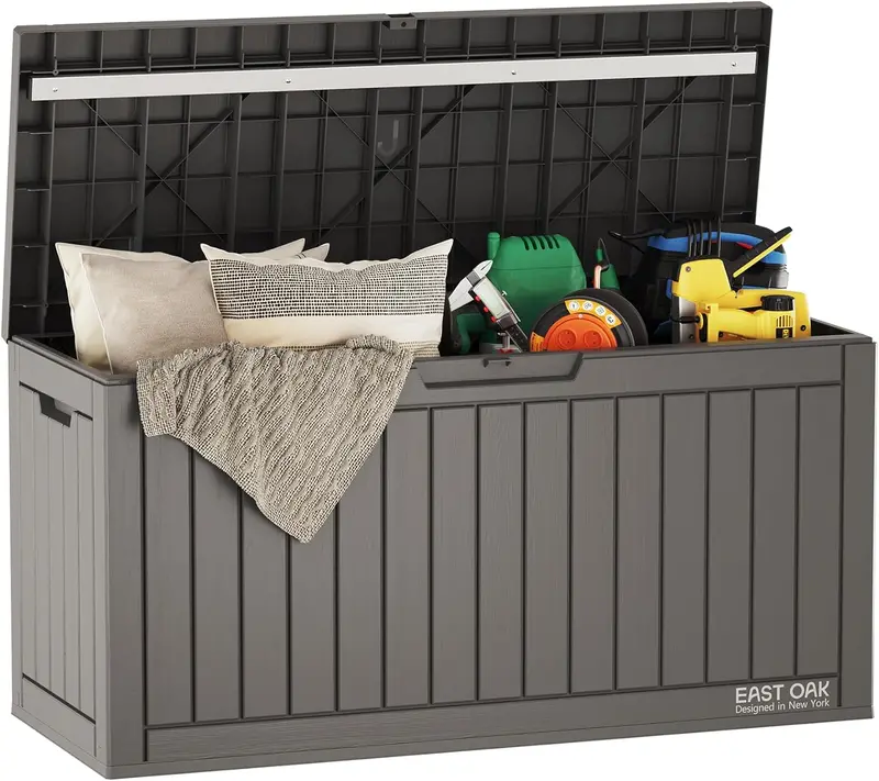 60-Gallon Waterproof Resin Deck Box for Indoor and Outdoor Storage