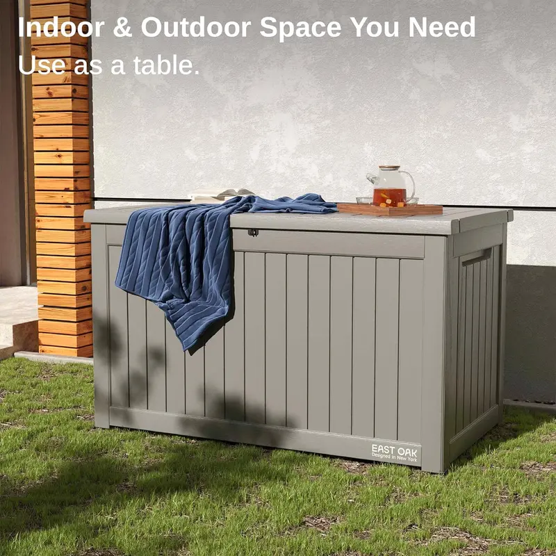 60-Gallon Waterproof Resin Deck Box for Indoor and Outdoor Storage