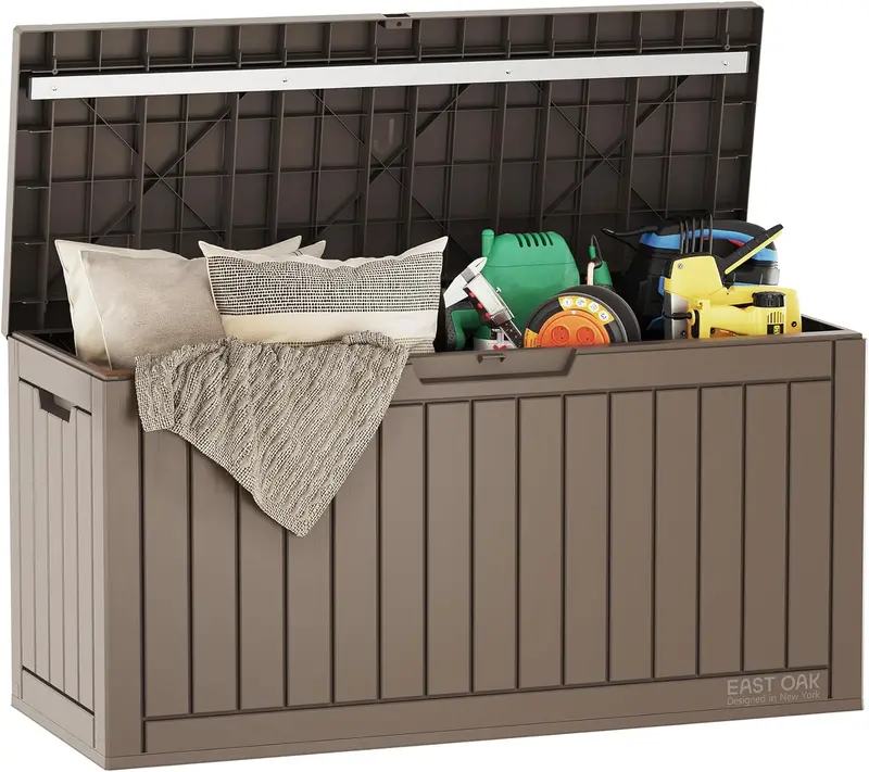 60-Gallon Waterproof Resin Deck Box for Indoor and Outdoor Storage