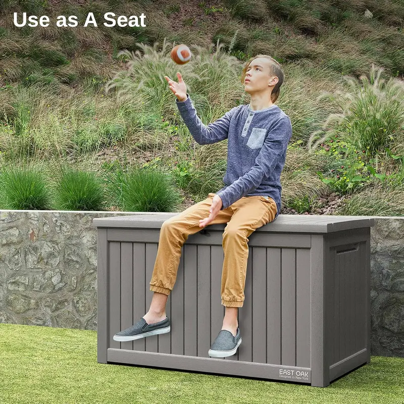 60-Gallon Waterproof Resin Deck Box for Indoor and Outdoor Storage