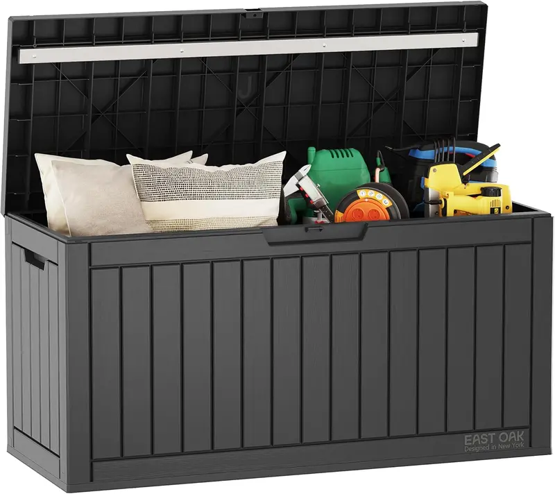 60-Gallon Waterproof Resin Deck Box for Indoor and Outdoor Storage