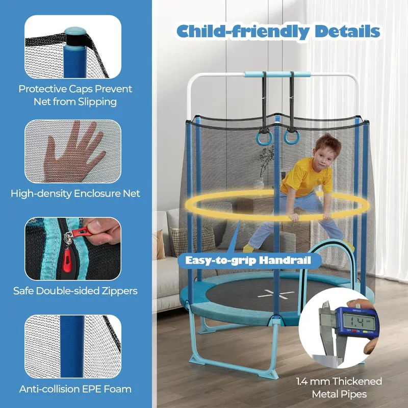 60-Inch Kids’ Trampoline with 3-in-1 Toddler-Safe Configuration