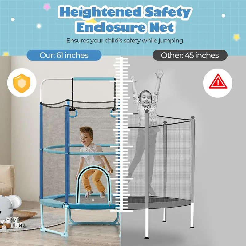 60-Inch Kids’ Trampoline with 3-in-1 Toddler-Safe Configuration