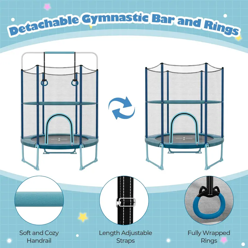 60-Inch Kids’ Trampoline with 3-in-1 Toddler-Safe Configuration