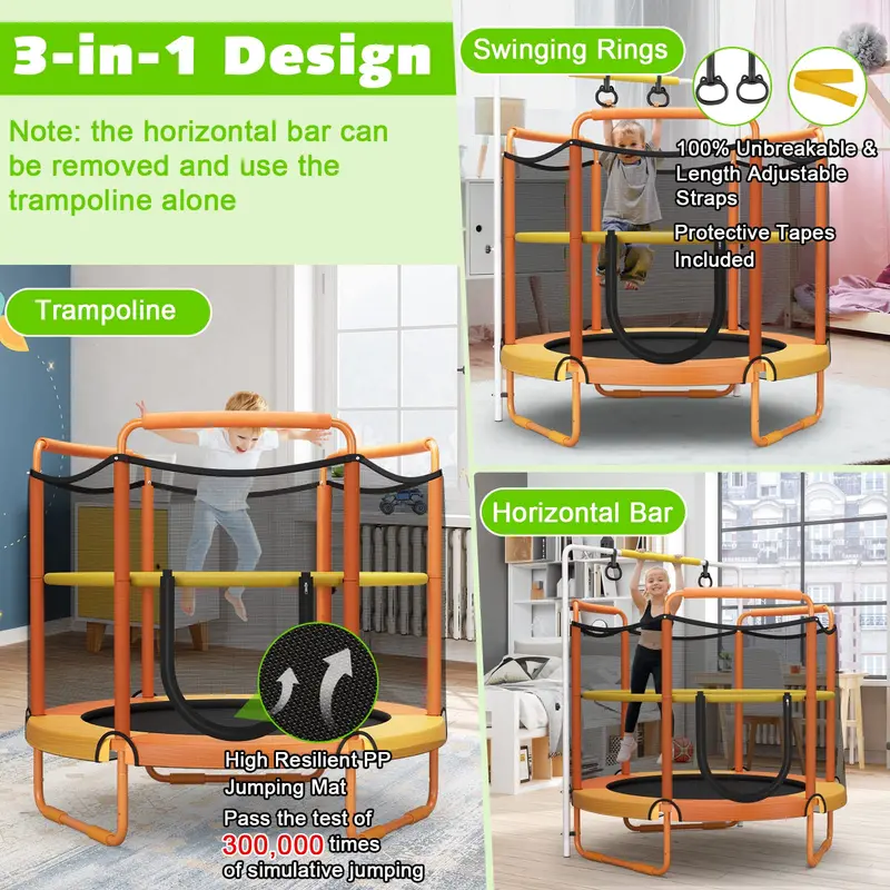 60-Inch Kids’ Trampoline with Enclosed Safety Net and Reinforced Frame 2