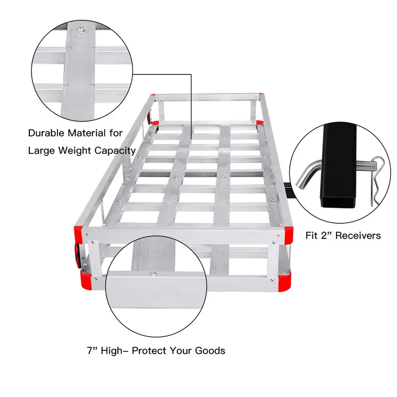 60" x 22" Aluminum Hitch-Mount Cargo Carrier – Fits Standard 2-Inch Trailer Receivers