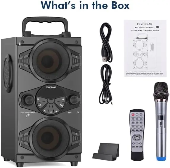 60W Bluetooth Party Speaker – Portable Outdoor Boombox with Subwoofer, LED Lights, FM Radio, Mic Input & Remote Control 2
