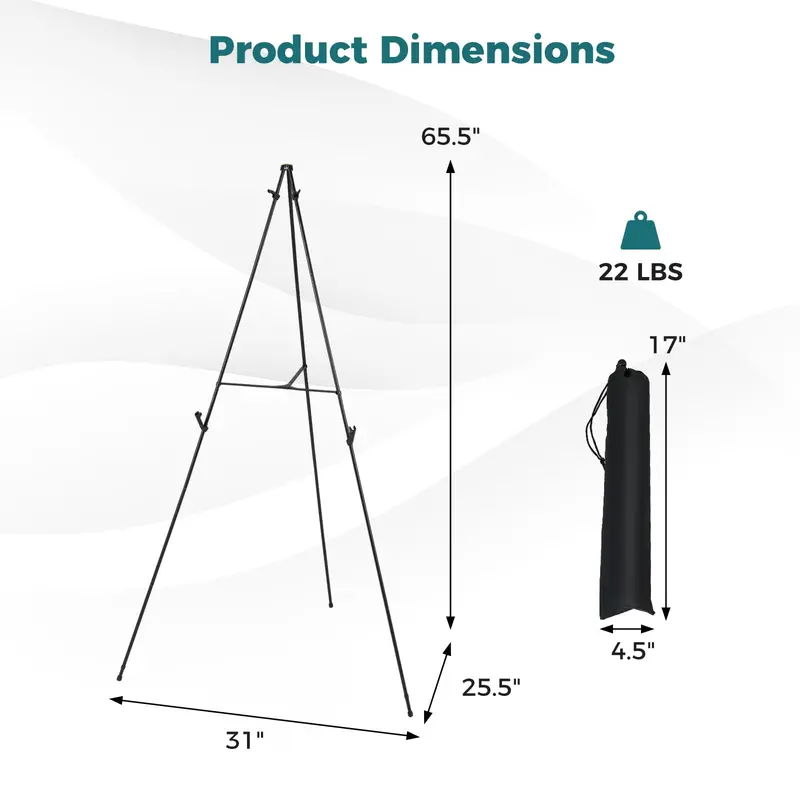 65-Inch Adjustable Metal Easel Stand Set with Card Slots and Non-Slip Rubber Feet (6-Pack) 2