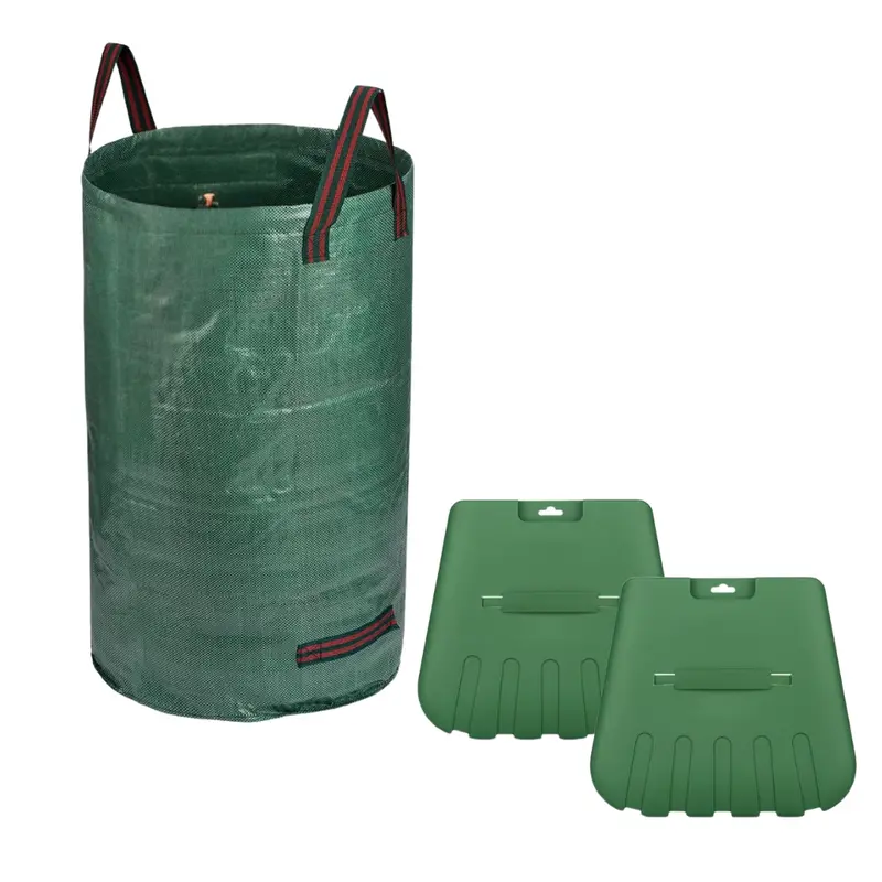 65-Inch Heavy-Duty 25-Tine Alloy Steel Garden Rake with Leaf Scoop & Bag