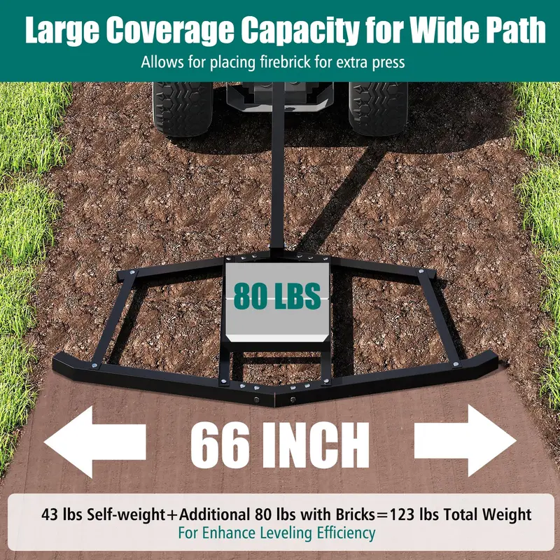 66-Inch Driveway Drag Rake – Tow-Behind Landscape Leveler with Reinforced Steel Bars