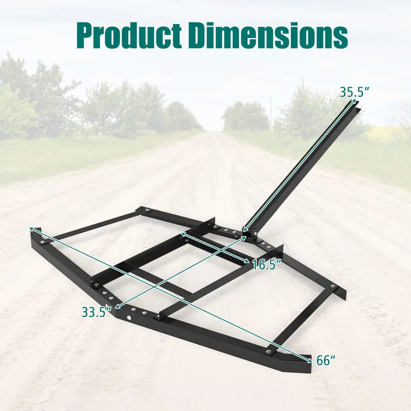 66-Inch Driveway Drag Rake – Tow-Behind Landscape Leveler with Reinforced Steel Bars