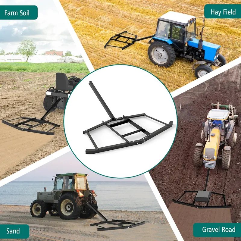 66-Inch Driveway Drag Rake – Tow-Behind Landscape Leveler with Reinforced Steel Bars