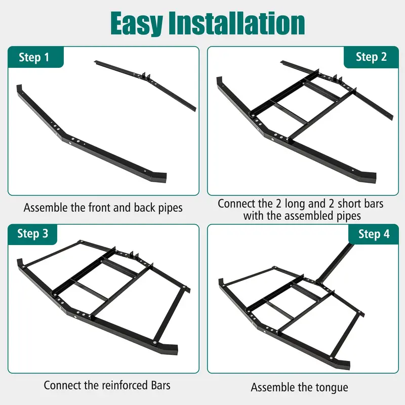 66-Inch Driveway Drag Rake – Tow-Behind Landscape Leveler with Reinforced Steel Bars