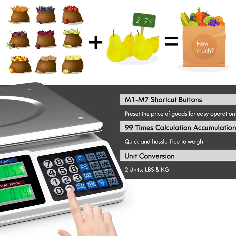66-Pound Commercial Deli Scale with Price Computing, Counting, and Weighing Functions