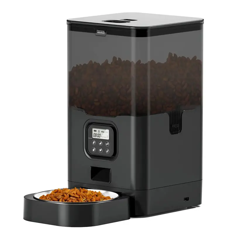 6L Automatic Cat Feeder – Stainless Steel Bowl, Timed Dispensing, Voice Recording & LCD Interface