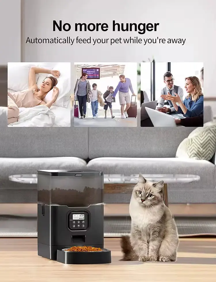 6L Automatic Cat Feeder – Stainless Steel Bowl, Timed Dispensing, Voice Recording & LCD Interface