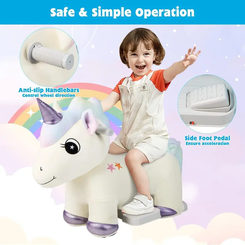 6V Battery-Powered Electric Unicorn Ride-On Animal Toy