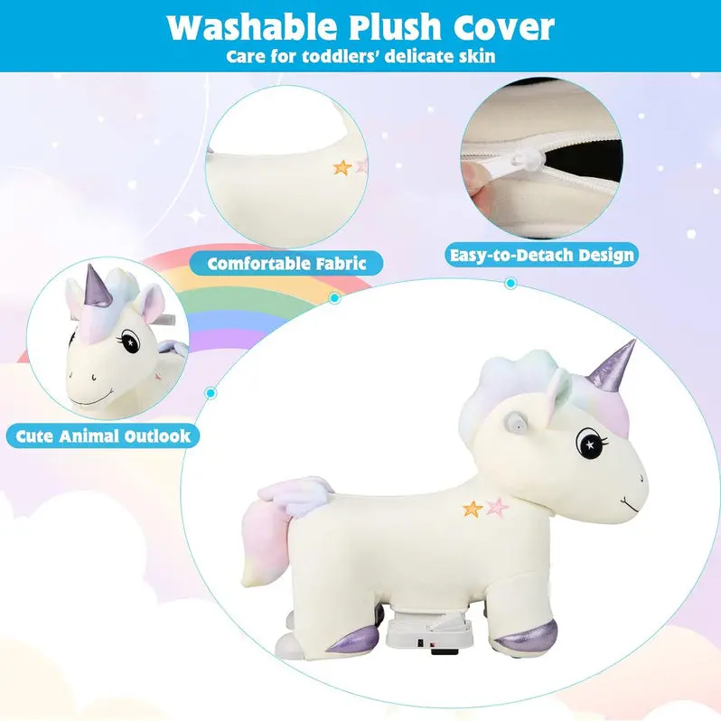 6V Battery-Powered Electric Unicorn Ride-On Animal Toy