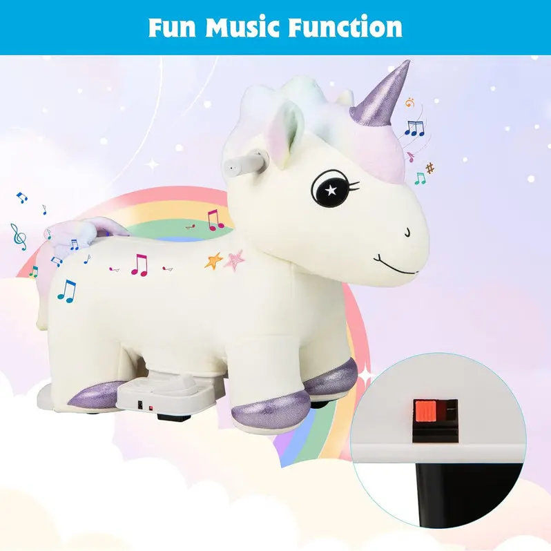 6V Battery-Powered Electric Unicorn Ride-On Animal Toy