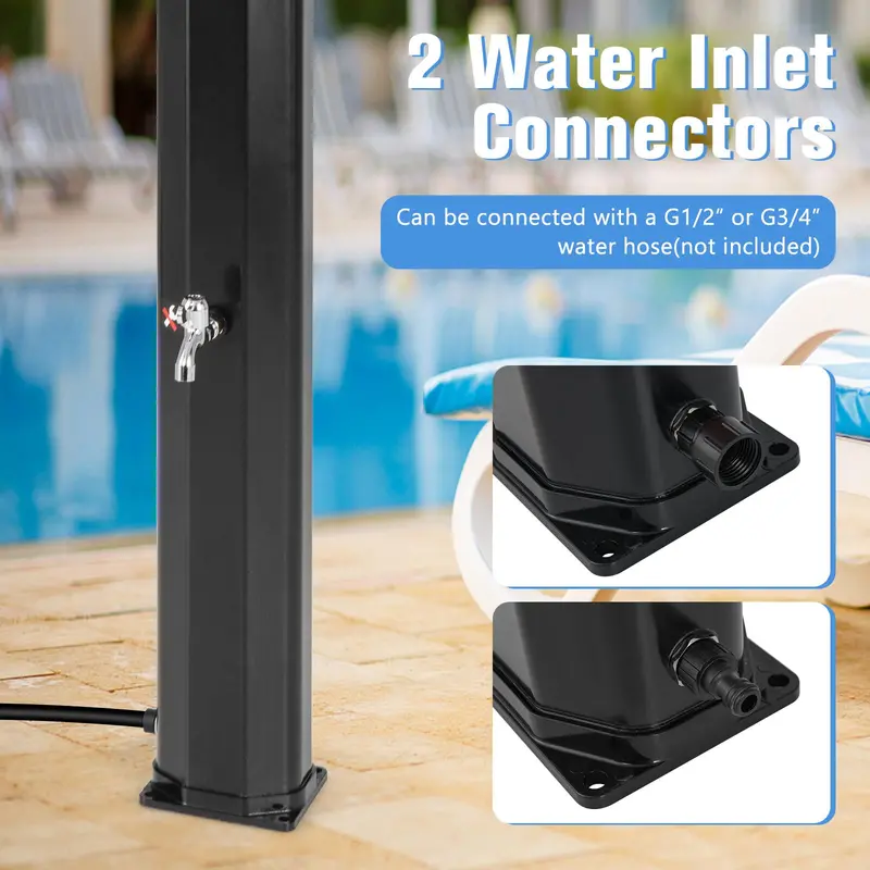 7.2-Foot Solar-Powered Outdoor Shower with Dual Swivel Heads and Dual Foot Sprays