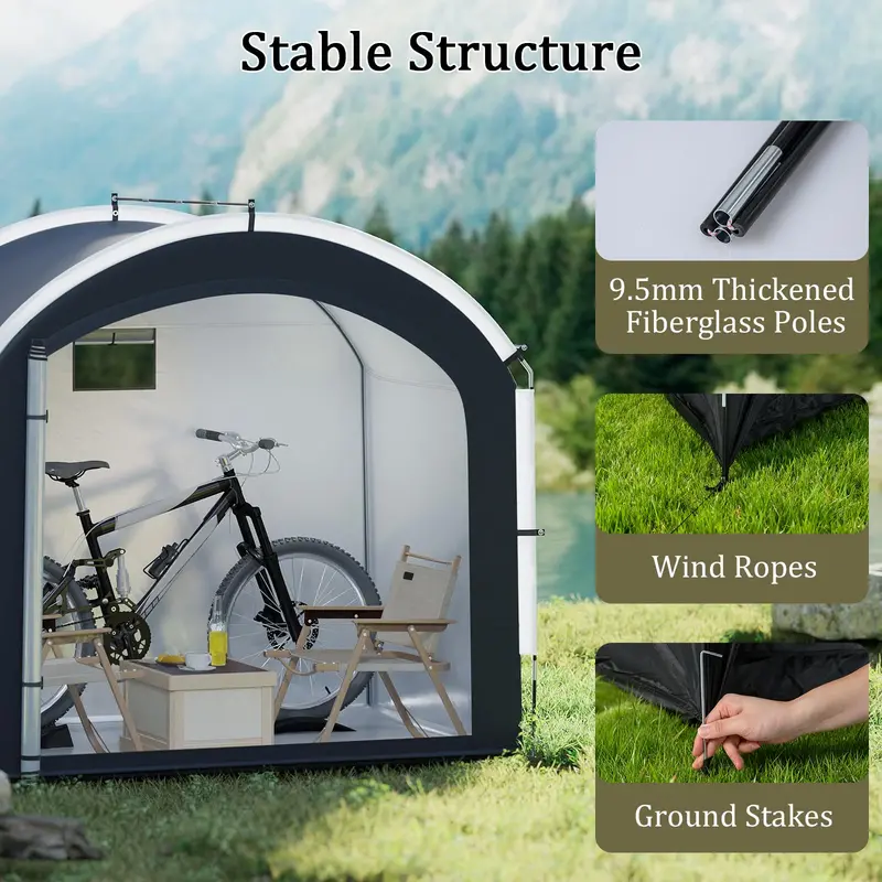 7.2 x 4.9 FT Outdoor Bike Storage Shed with Waterproof 210D Oxford Fabric Cover