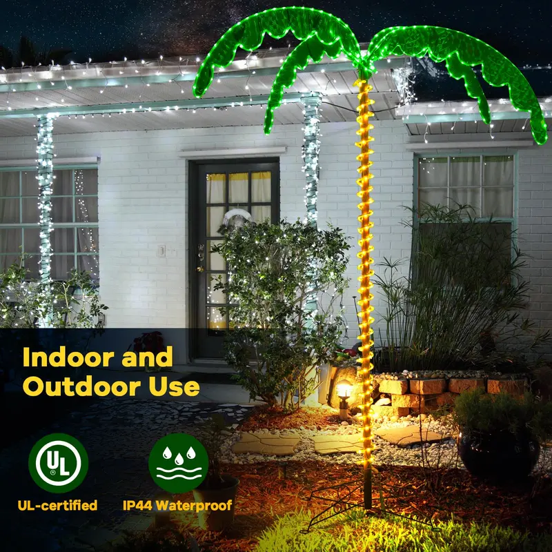 7.5-Foot Lighted Palm Tree – Tropical Holiday Decoration with 332 Warm White LED Lights