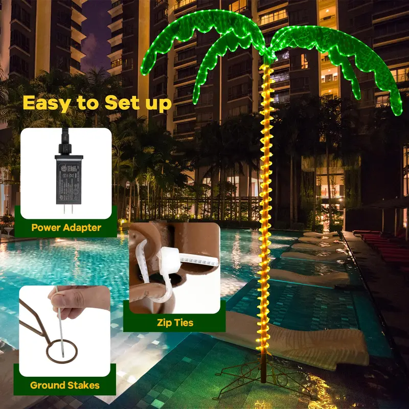 7.5-Foot Lighted Palm Tree – Tropical Holiday Decoration with 332 Warm White LED Lights
