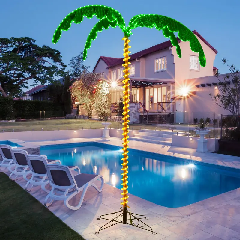 7.5-Foot Lighted Palm Tree – Tropical Holiday Decoration with 332 Warm White LED Lights