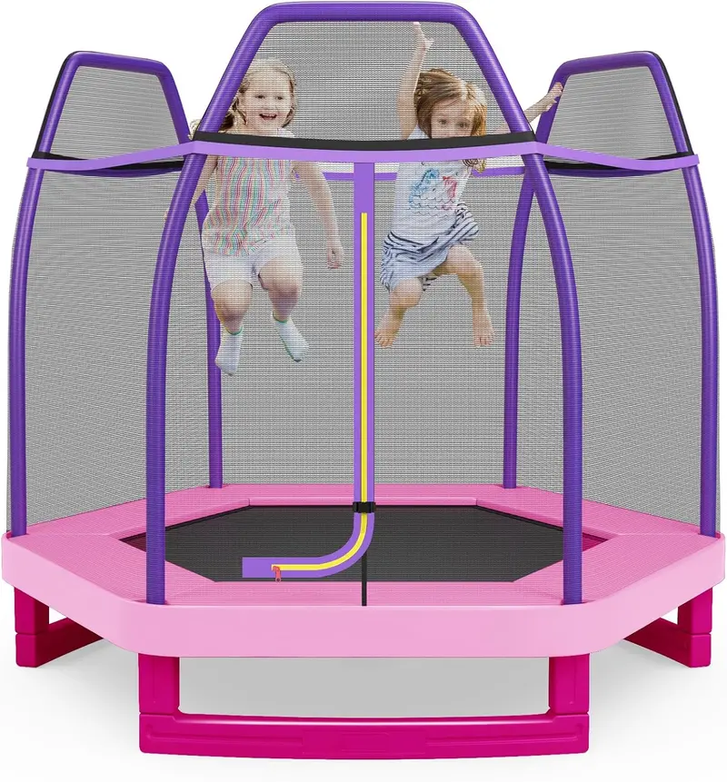 7-Foot ASTM-Certified Trampoline for Indoor & Outdoor Play