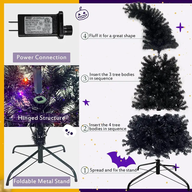 7-Foot Black Artificial Christmas Tree – Versatile Decor for Halloween & Holiday Seasons
