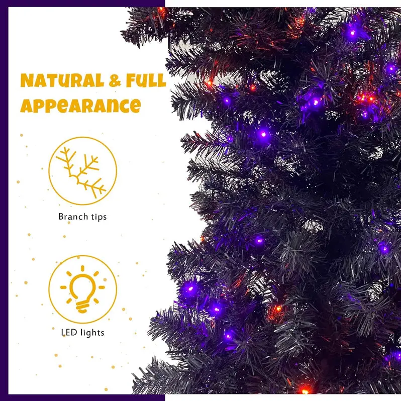 7-Foot Black Artificial Christmas Tree – Versatile Decor for Halloween & Holiday Seasons