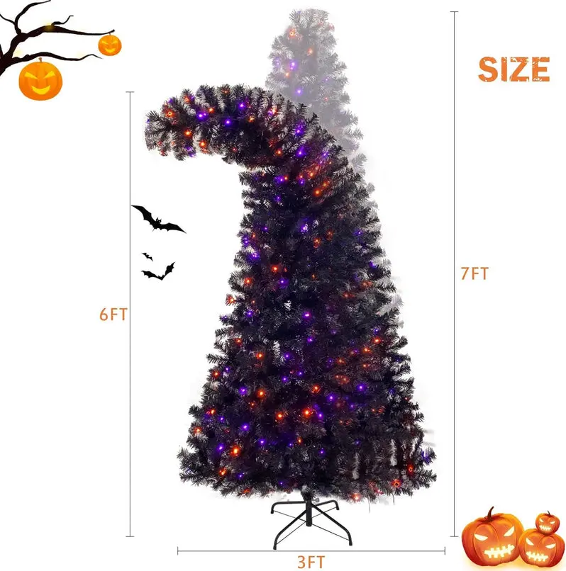 7-Foot Black Artificial Christmas Tree – Versatile Decor for Halloween & Holiday Seasons