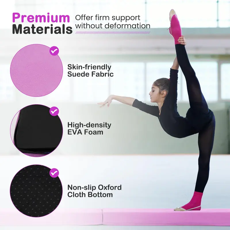 7-Foot Foam Balance Beam — Gymnastics Training Equipment with Removable Suede Cover 2