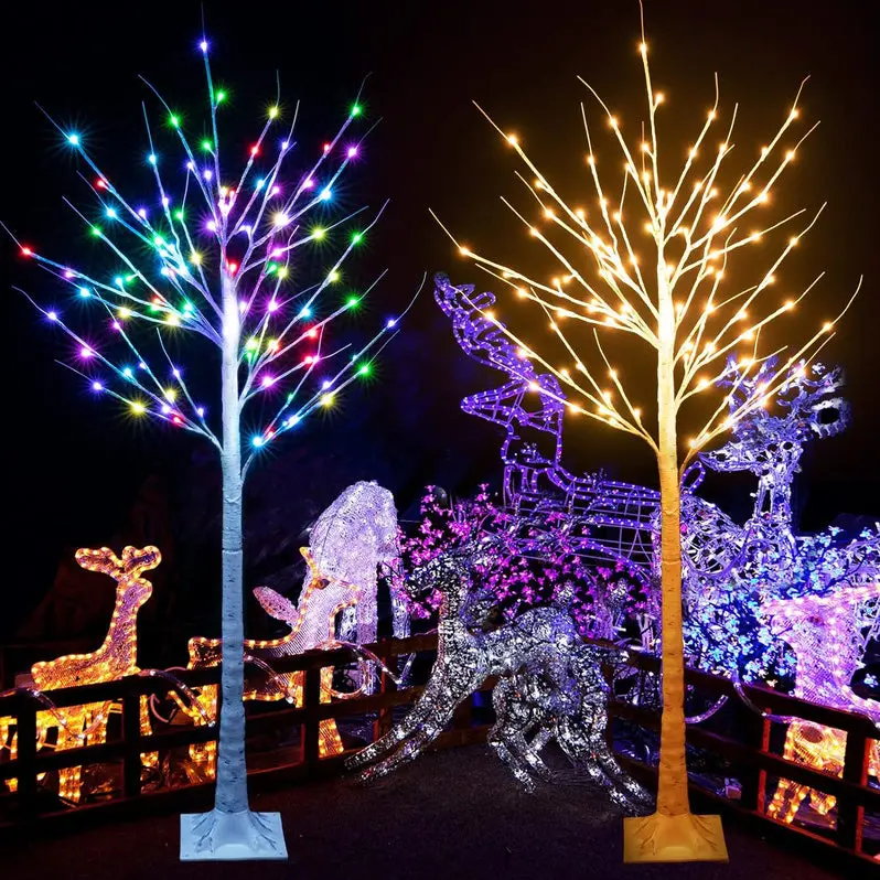 7-Foot Pre-Lit Birch-Style LED Christmas Tree with Remote-Controlled Colors