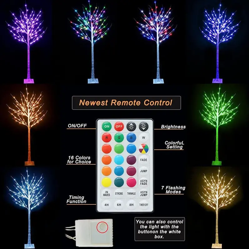 7-Foot Pre-Lit Birch-Style LED Christmas Tree with Remote-Controlled Colors
