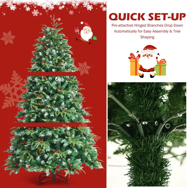 7-Foot Pre-Lit Realistic Snow-Flocked Artificial Christmas Tree with 450 Color-Changing LEDs & 11 Flash Patterns