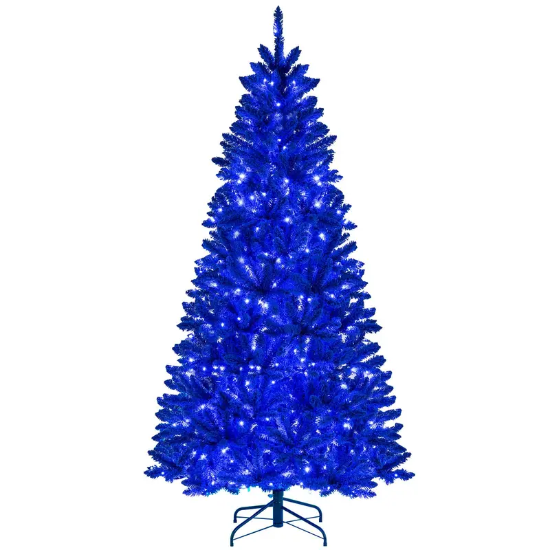 7-Foot Pre-Lit Royal Blue Snow-Flocked Christmas Tree with 340 Warm LED Lights