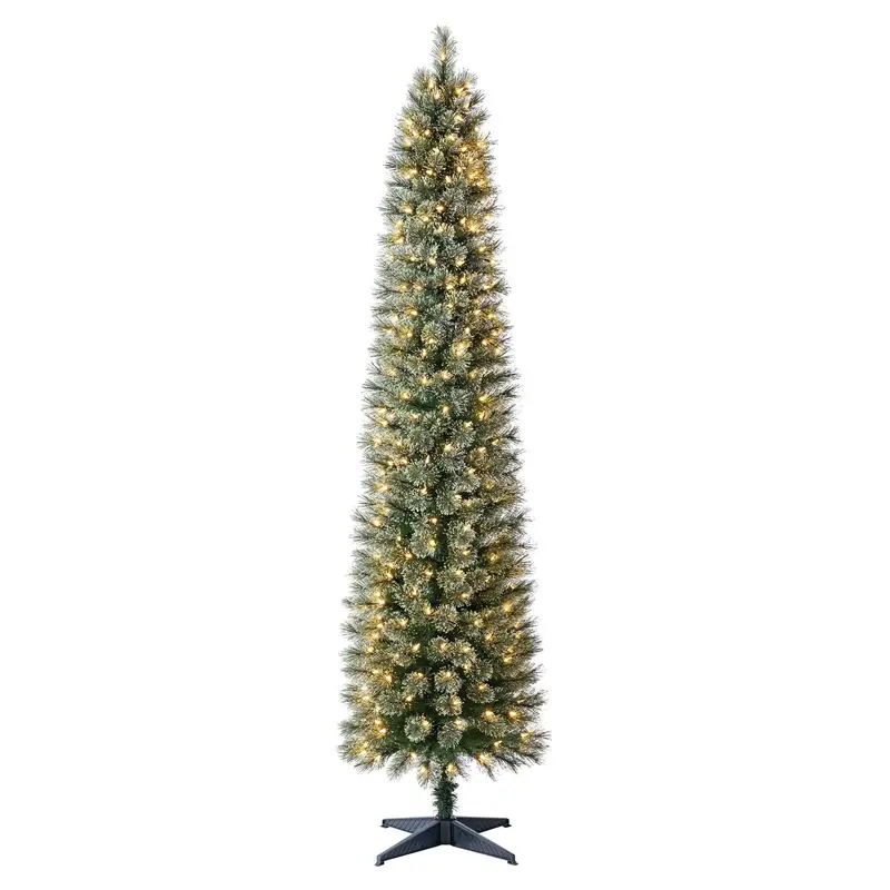 7-Foot Pre-Lit Shelton Pencil Fir Artificial Christmas Tree with Clear LED Lights – Holiday Time