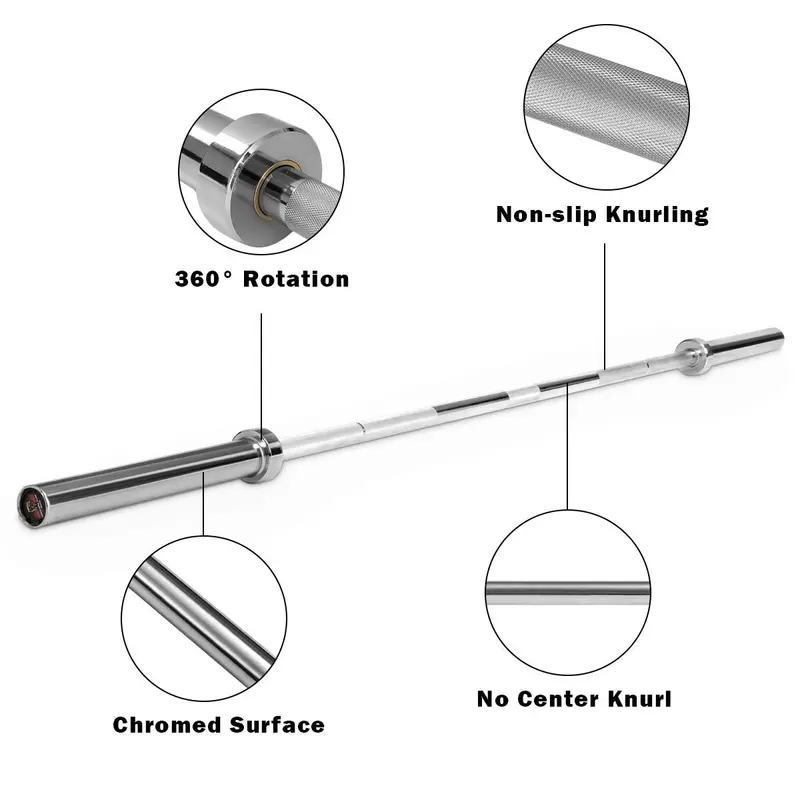 7-Foot Solid Olympic Barbell – Rated for 700–1000 lbs, Compatible with 2-Inch Plates