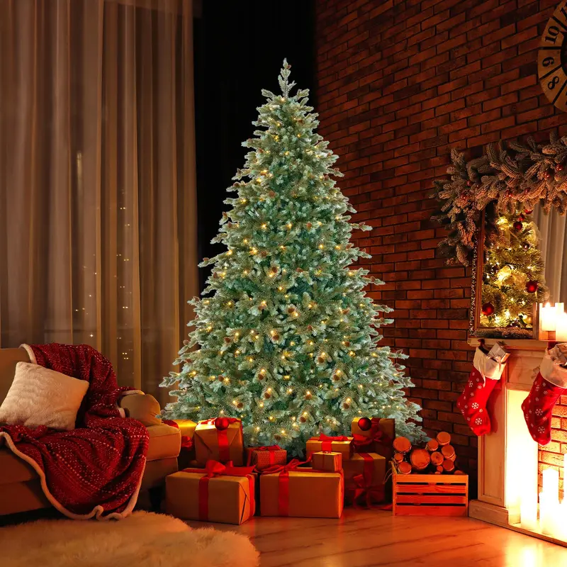 7 ft Pre-Lit Full-Profile Artificial Christmas Tree – Hinged Pine-Style Xmas Tree with 340 Warm White LEDs 2